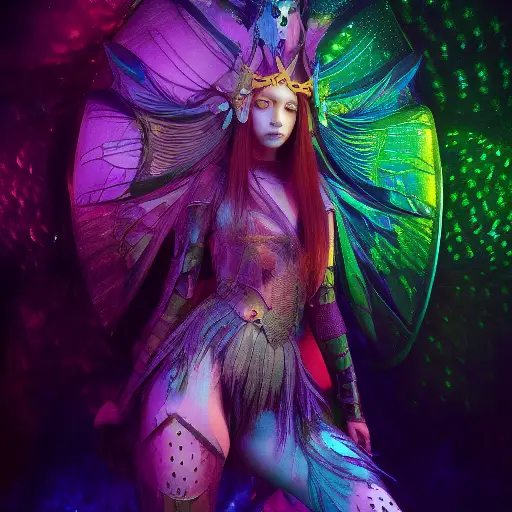 03588-2512826425-titania waframe battle armor realistic photo anaglyph agtie, highly detailed, halo light, bokeh, vivid colors, greens and blues,.webp